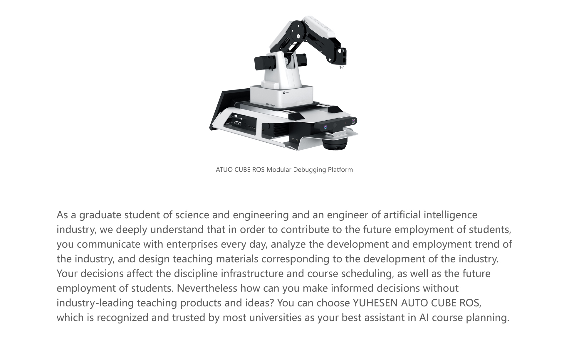 YUHESEN open source educational robot AUTO CUBE ROS autonomous robot