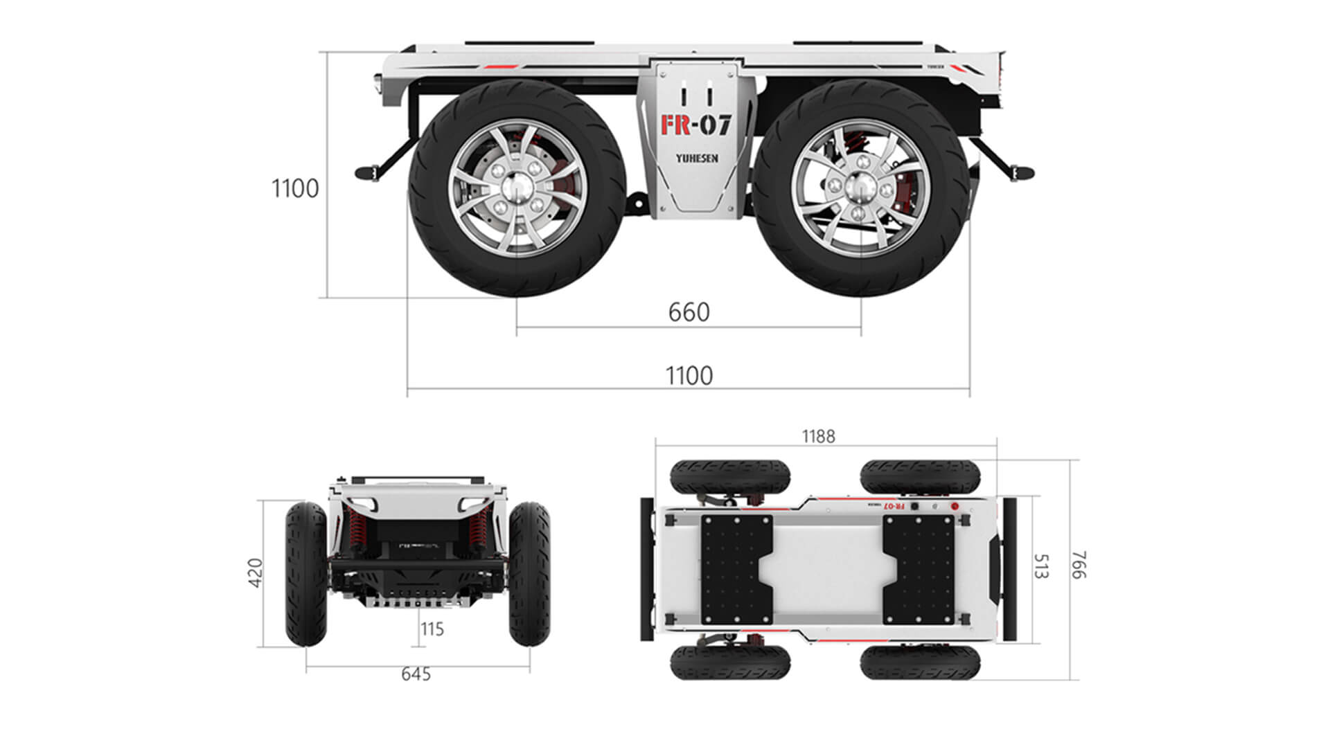 YUHESEN Ackermann steering UGV FR-07 Pro size