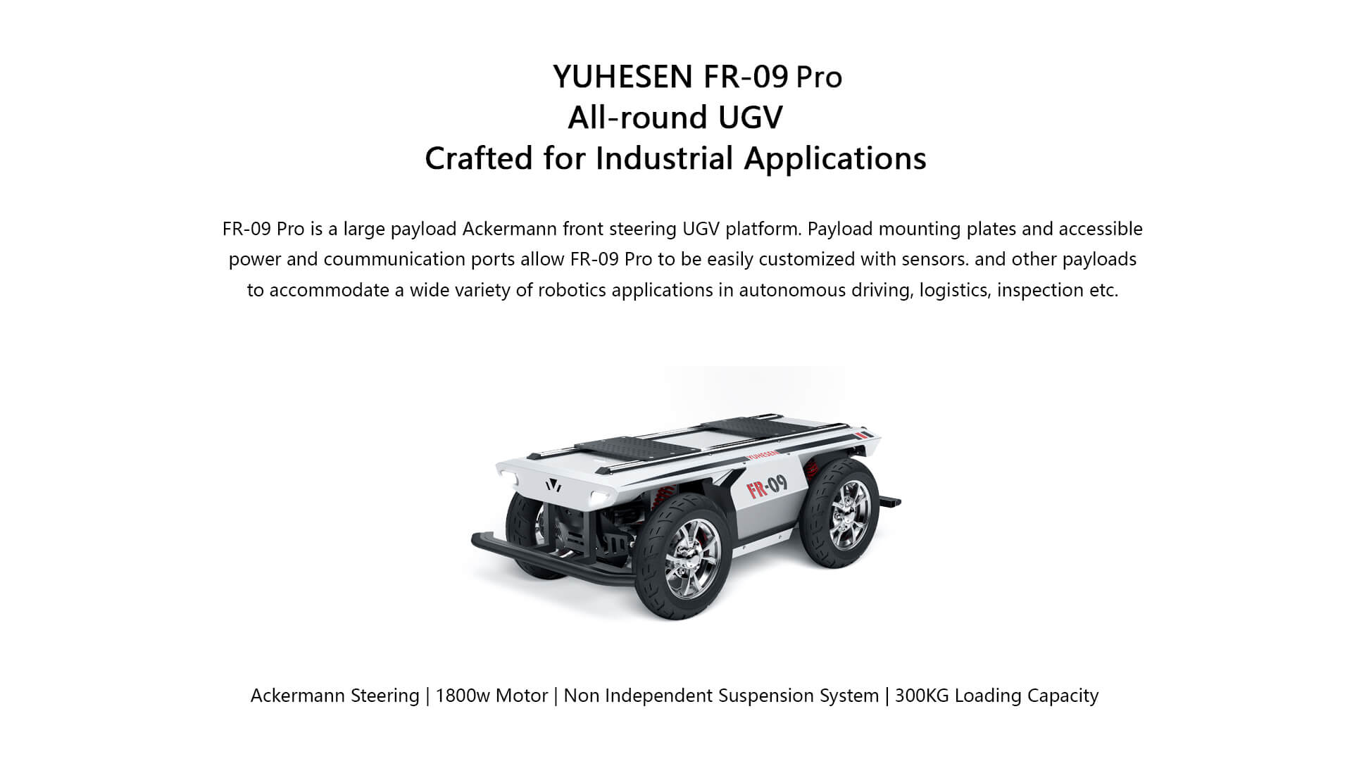 YUHESEN Ackermann steering UGV FR-09 Pro UGV platform