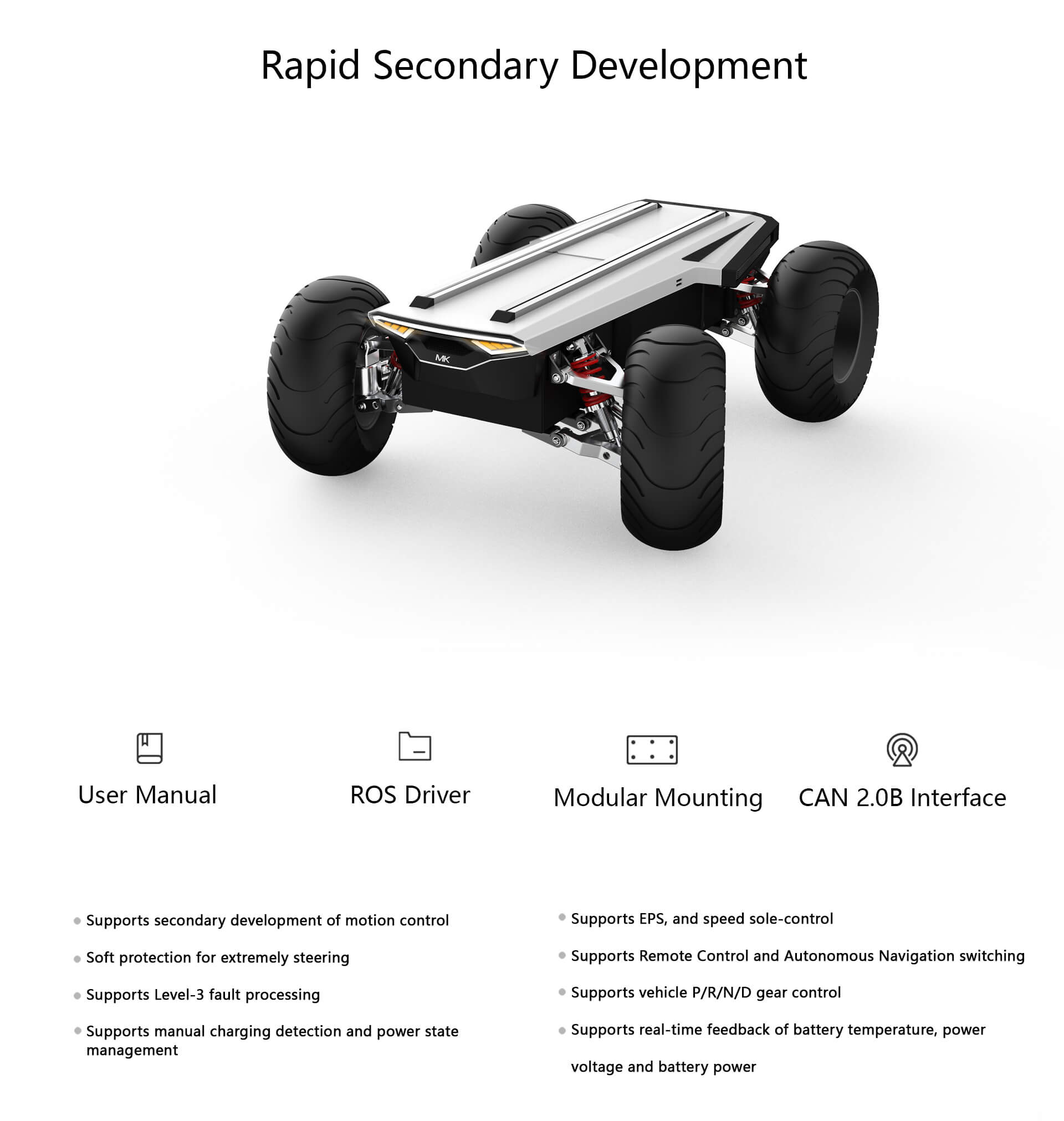 YUHESEN Ackermann steering differential drive UGV MK ROBOT mobile robot